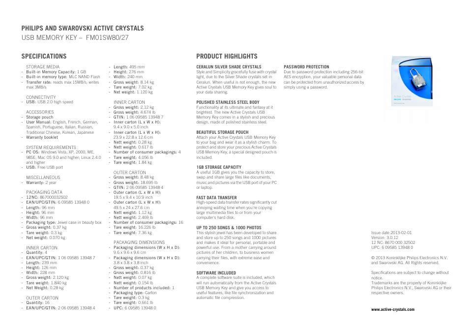 Philips FM01SW80-27 User Manual | Page 2 / 2