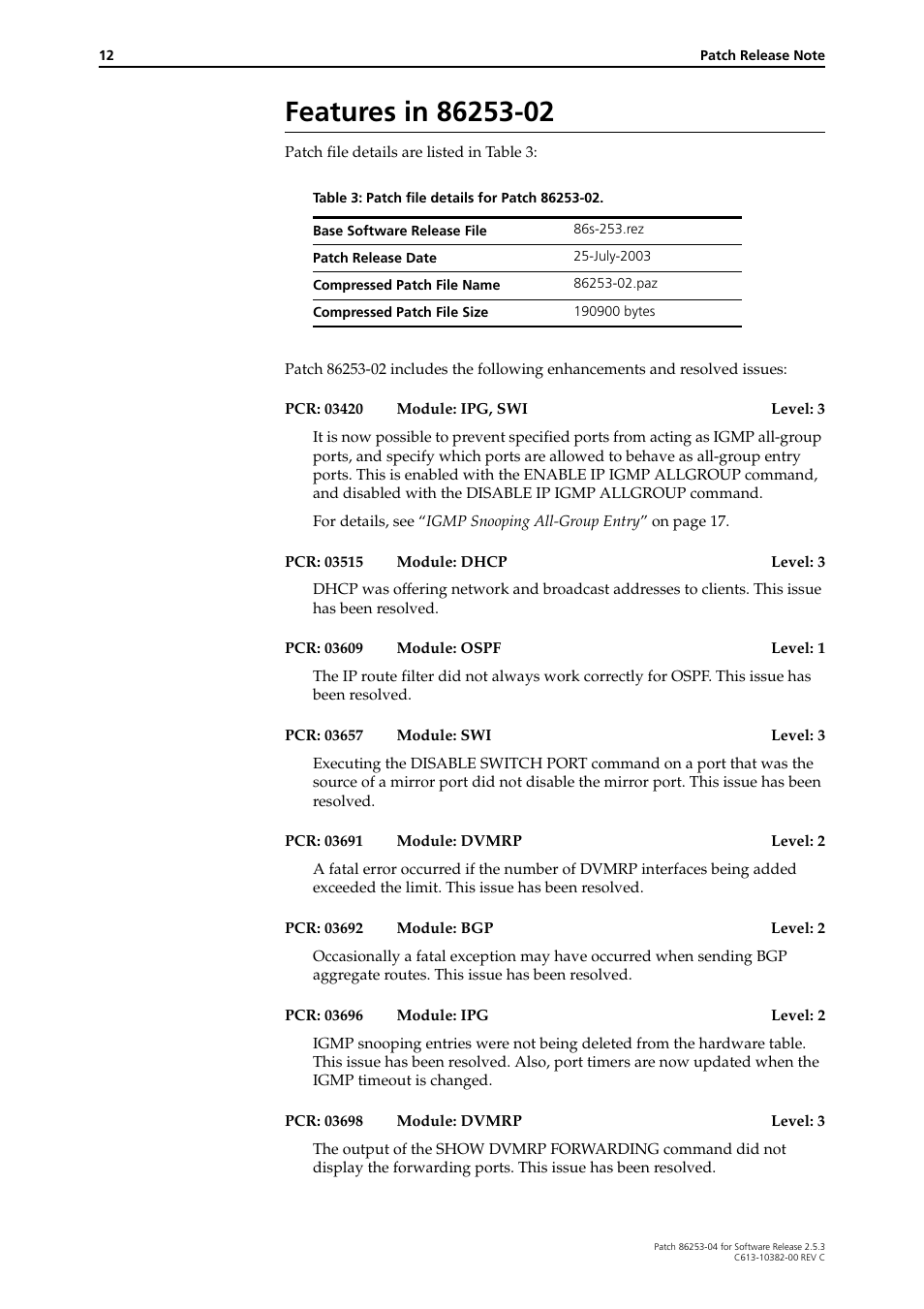 Features in 86253-02 | Allied Telesis Rapier Series User Manual | Page 12 / 22