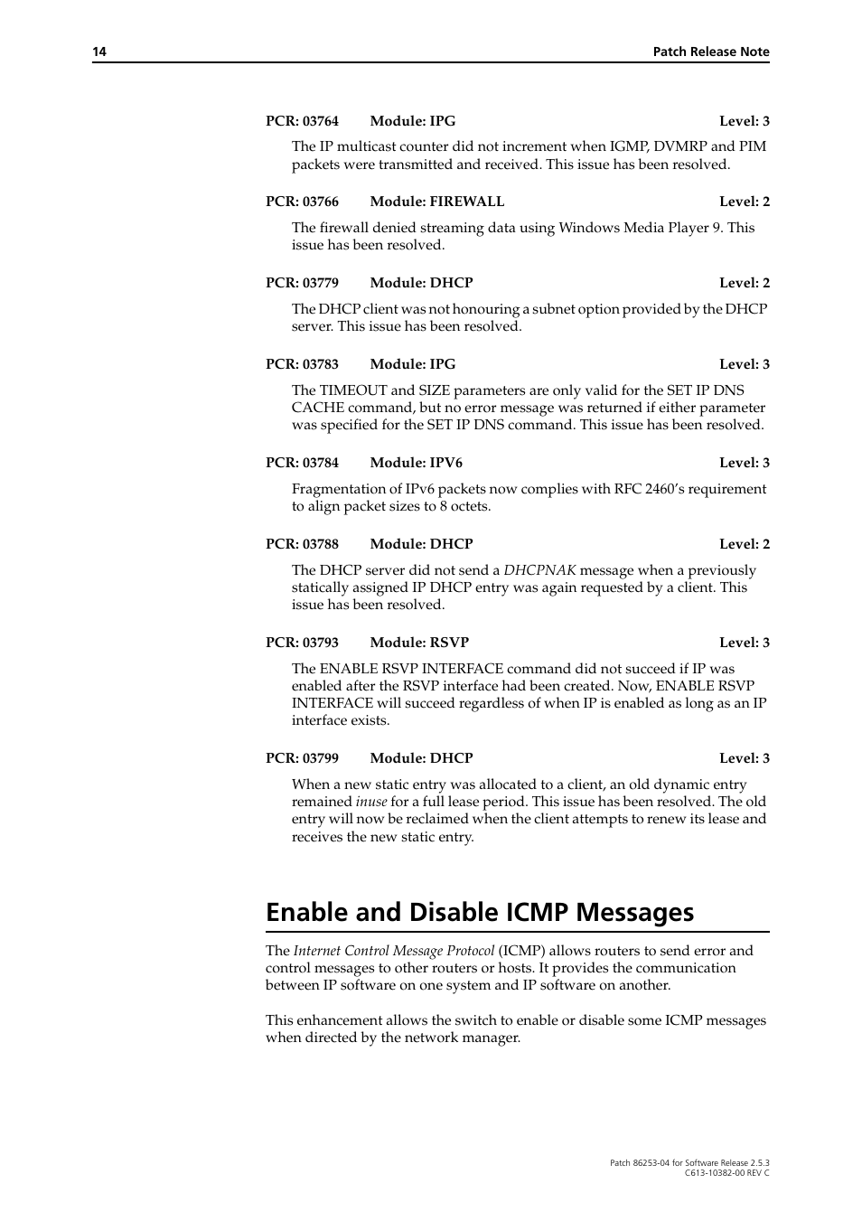 Enable and disable icmp messages | Allied Telesis Rapier Series User Manual | Page 14 / 22