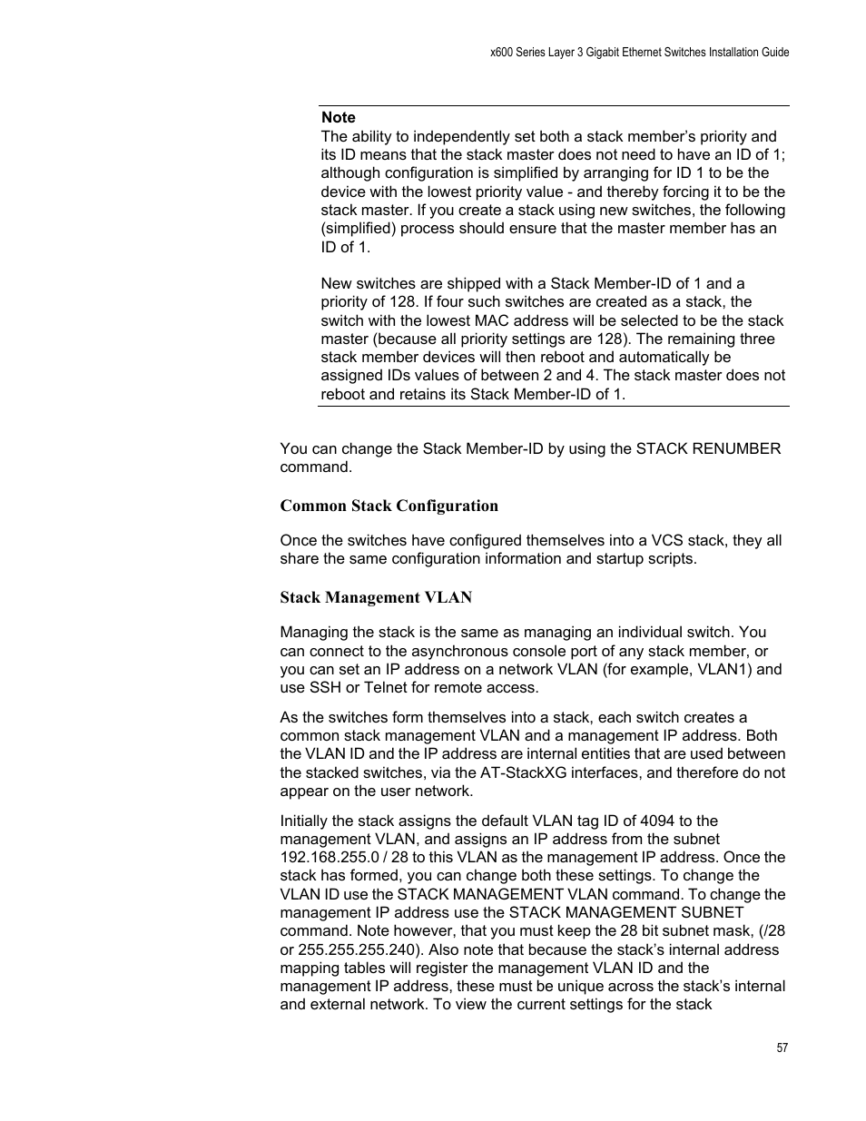 Allied Telesis Layer 3 Gigabit Ethernet Switch x600-24Ts-POE User Manual | Page 57 / 110