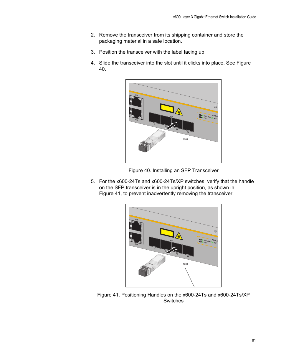 Allied Telesis Layer 3 Gigabit Ethernet Switch x600-24Ts-POE User Manual | Page 81 / 110