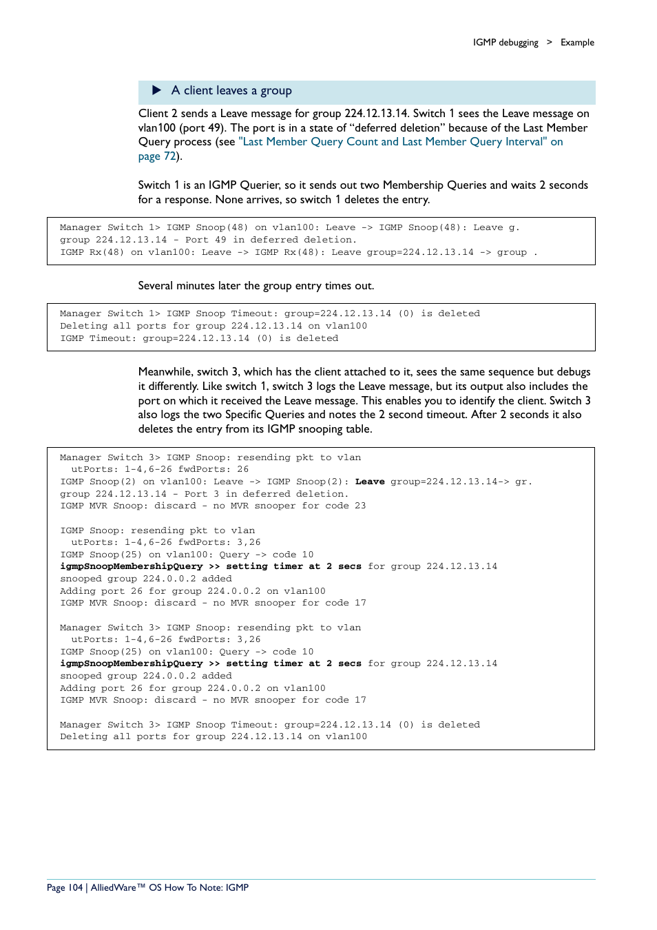 A client leaves a group | Allied Telesis AR400 User Manual | Page 104 / 110