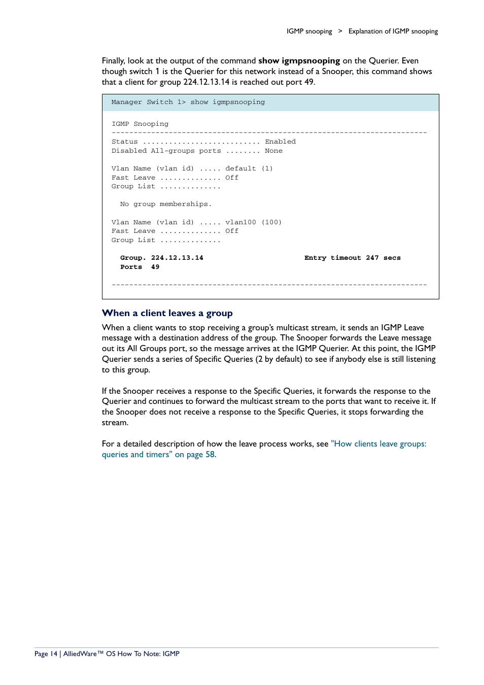 When a client leaves a group | Allied Telesis AR400 User Manual | Page 14 / 110