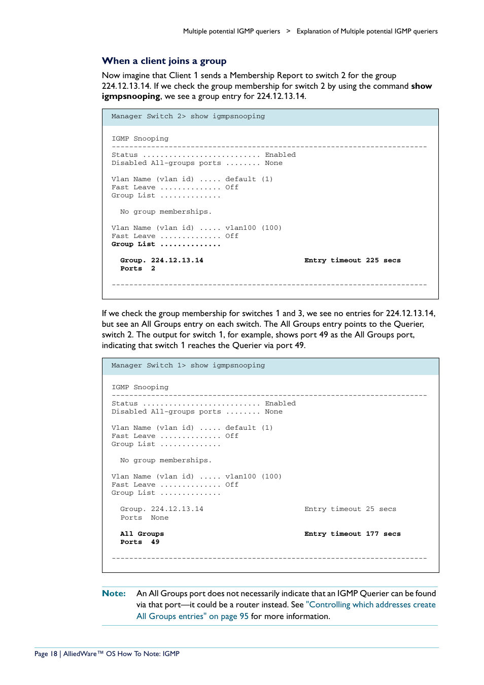 When a client joins a group | Allied Telesis AR400 User Manual | Page 18 / 110