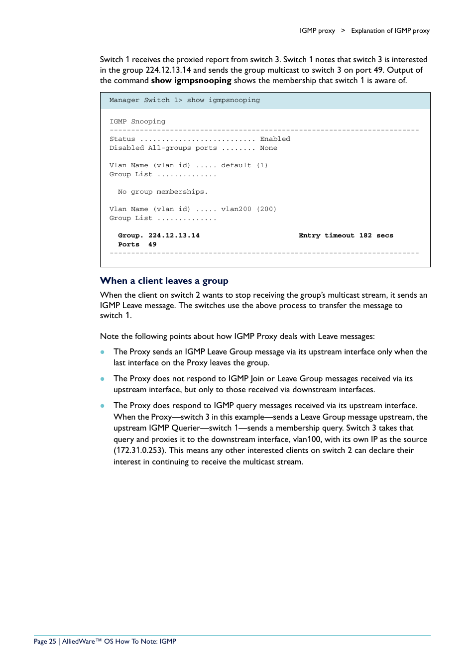 When a client leaves a group | Allied Telesis AR400 User Manual | Page 25 / 110