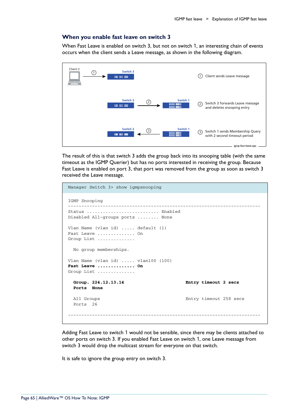 When you enable fast leave on switch 3 | Allied Telesis AR400 User Manual | Page 65 / 110