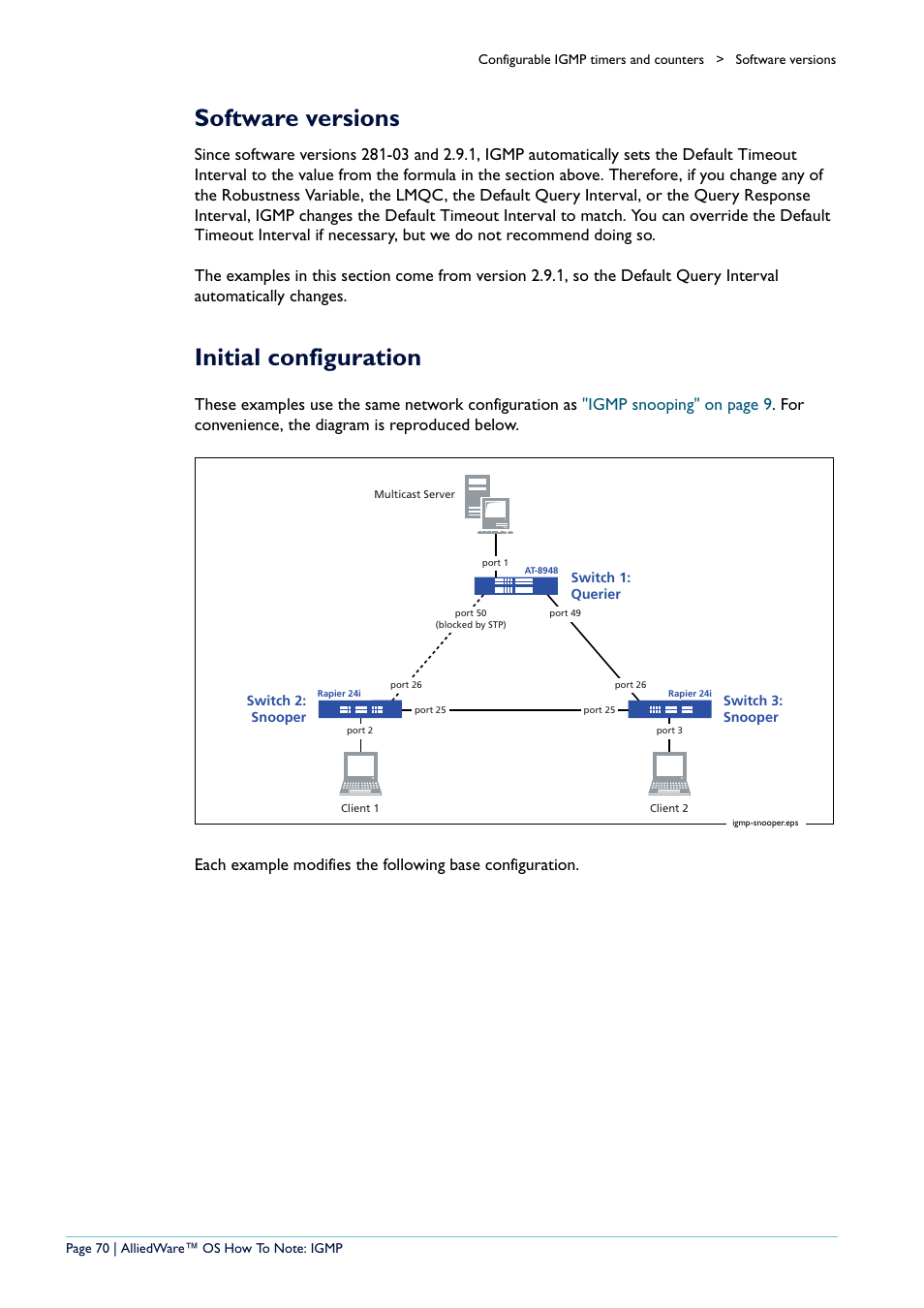 Software versions, Initial configuration, Software versions initial configuration | Allied Telesis AR400 User Manual | Page 70 / 110