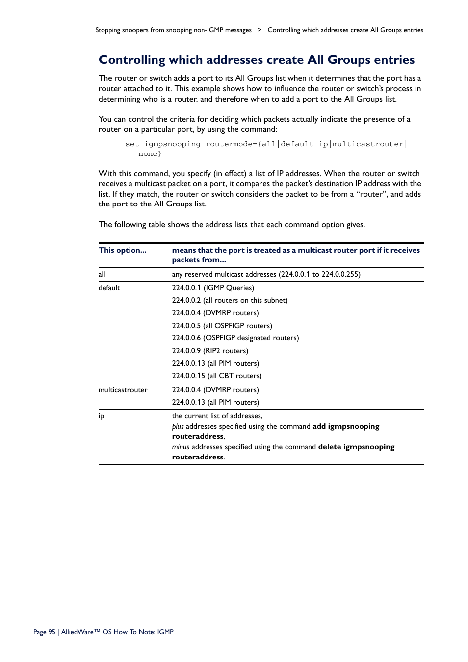 Instead. see, Controlling which addresses create | Allied Telesis AR400 User Manual | Page 95 / 110