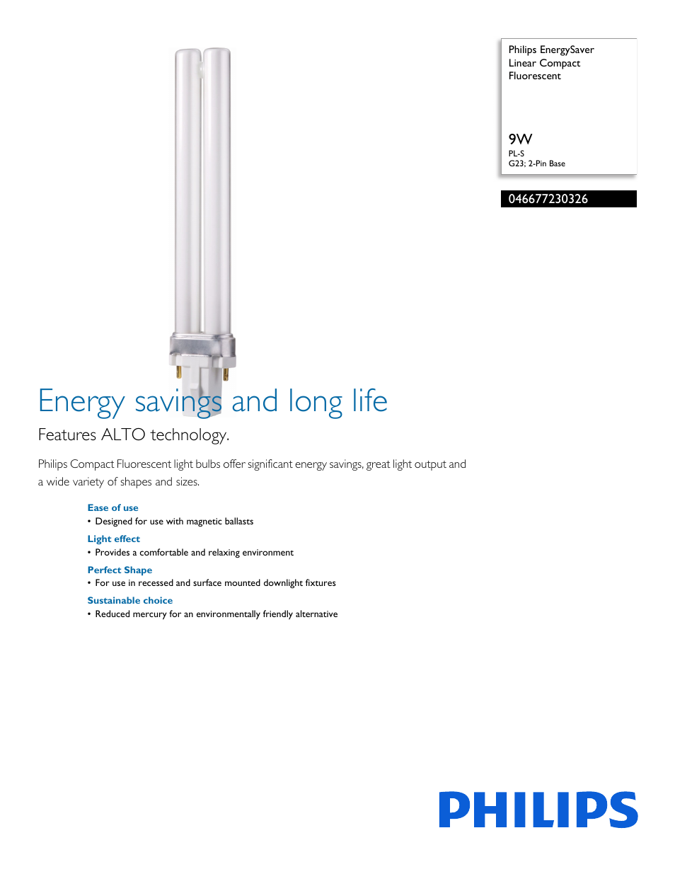 Philips 046677230326 User Manual | 2 pages