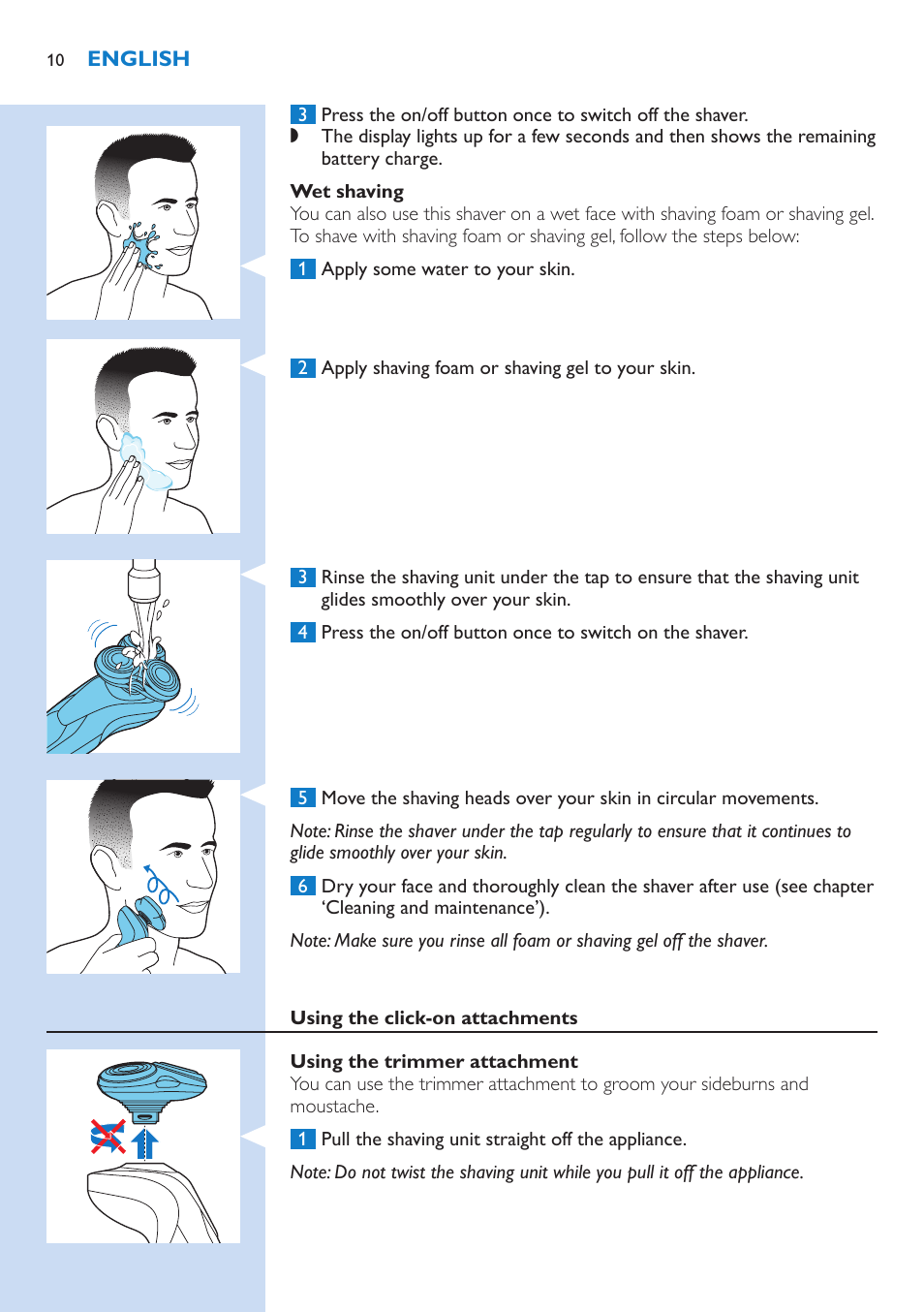 Philips Norelco SHAVER Series 9000 wet and dry electric shaver S9721-84 V-Track Precision Blades Contour Detect Technology SmartClean System PRO Digital User Interface with SmartClean System PRO and Aquatec Wet & Dry User Manual | Page 10 / 352