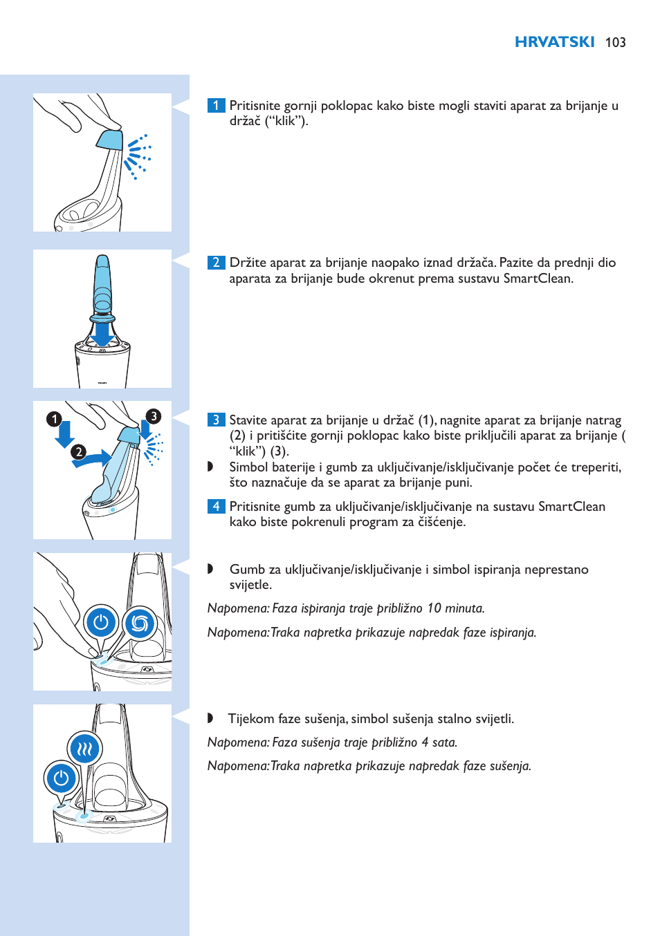 Philips Norelco SHAVER Series 9000 wet and dry electric shaver S9721-84 V-Track Precision Blades Contour Detect Technology SmartClean System PRO Digital User Interface with SmartClean System PRO and Aquatec Wet & Dry User Manual | Page 103 / 352