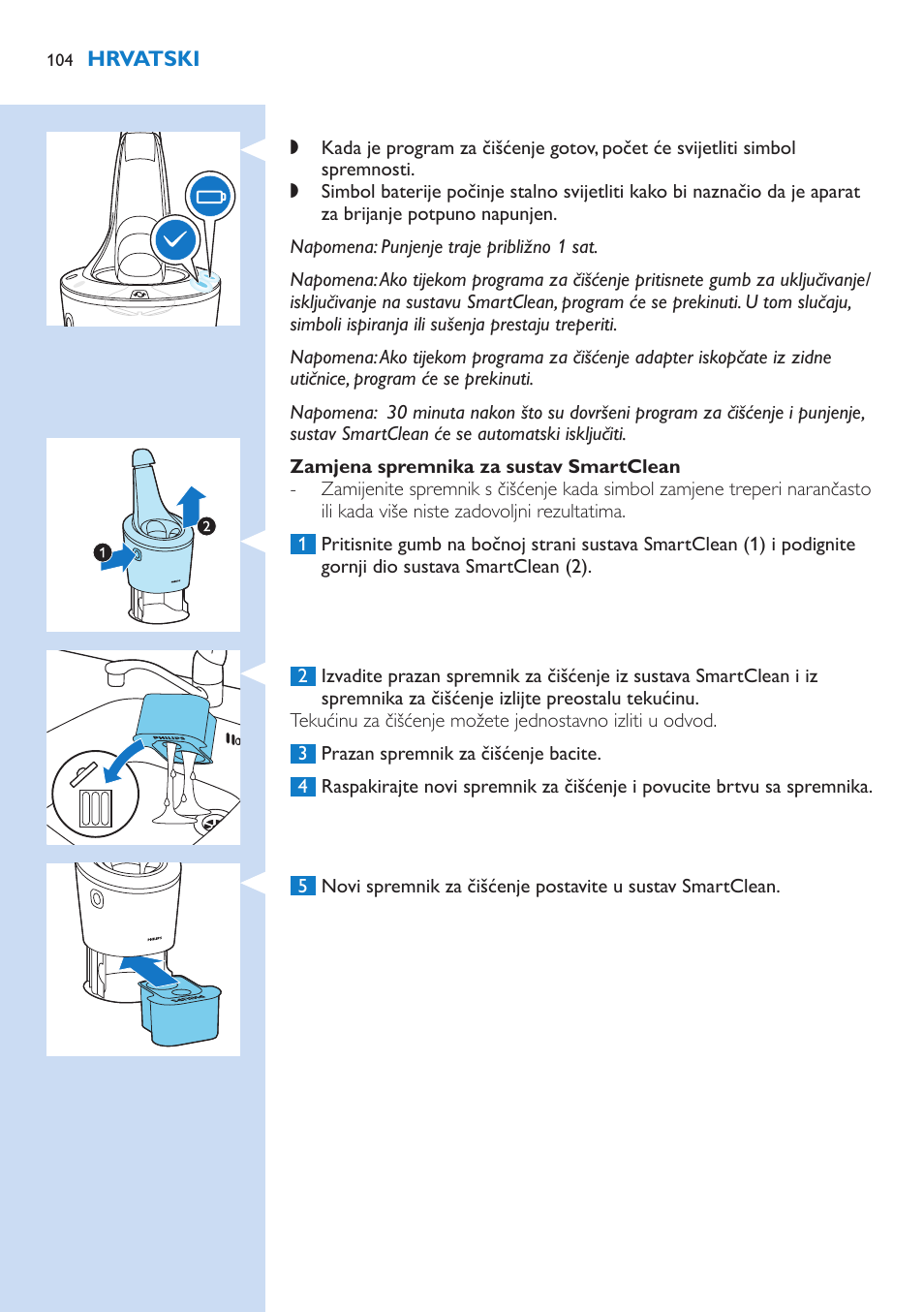 Philips Norelco SHAVER Series 9000 wet and dry electric shaver S9721-84 V-Track Precision Blades Contour Detect Technology SmartClean System PRO Digital User Interface with SmartClean System PRO and Aquatec Wet & Dry User Manual | Page 104 / 352