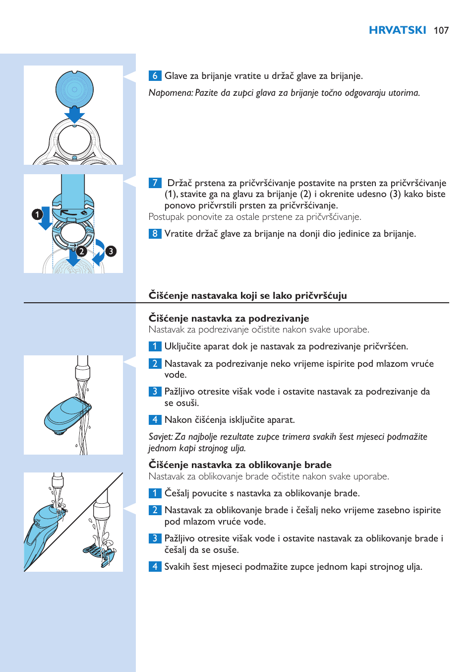 Philips Norelco SHAVER Series 9000 wet and dry electric shaver S9721-84 V-Track Precision Blades Contour Detect Technology SmartClean System PRO Digital User Interface with SmartClean System PRO and Aquatec Wet & Dry User Manual | Page 107 / 352