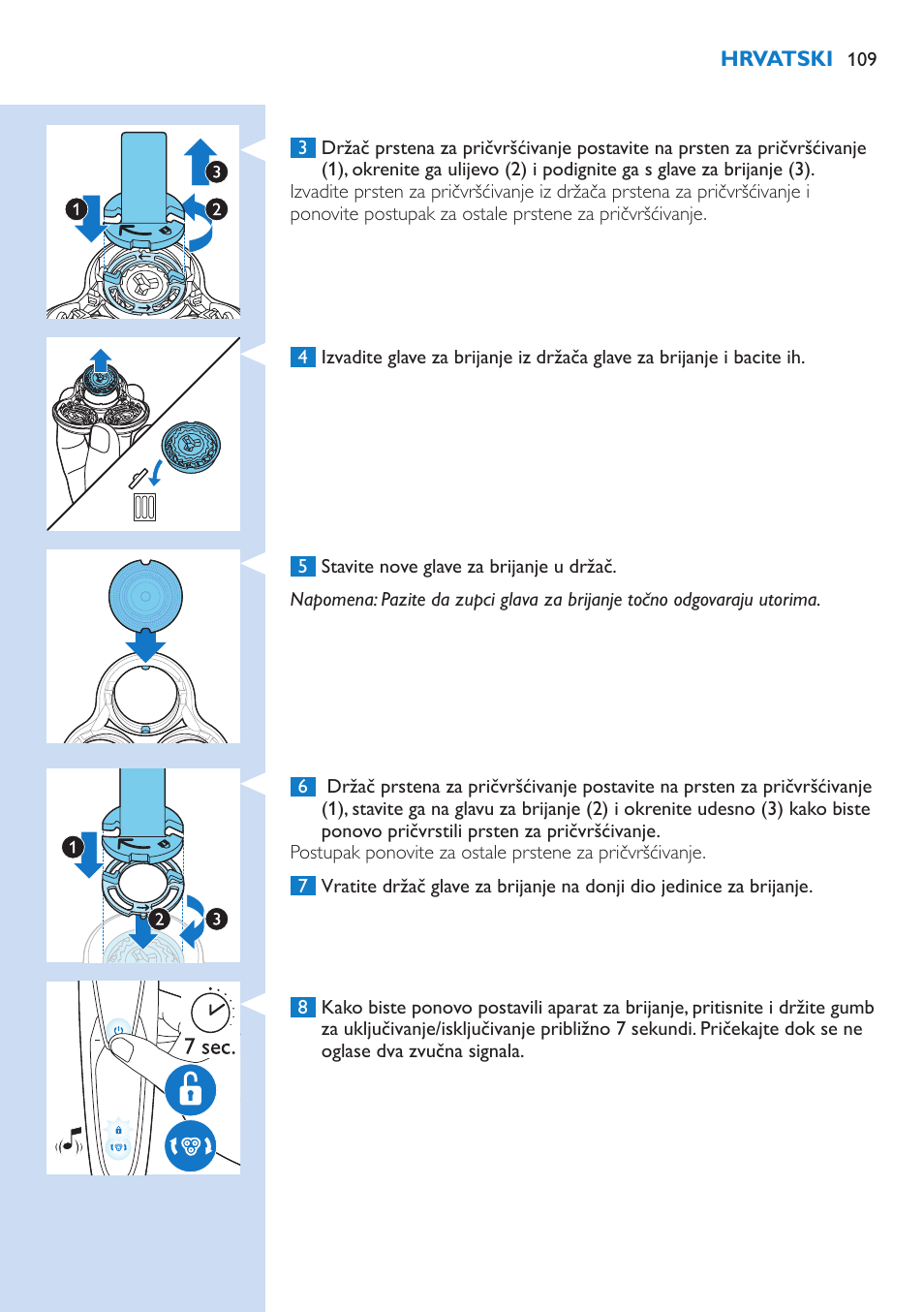 Philips Norelco SHAVER Series 9000 wet and dry electric shaver S9721-84 V-Track Precision Blades Contour Detect Technology SmartClean System PRO Digital User Interface with SmartClean System PRO and Aquatec Wet & Dry User Manual | Page 109 / 352