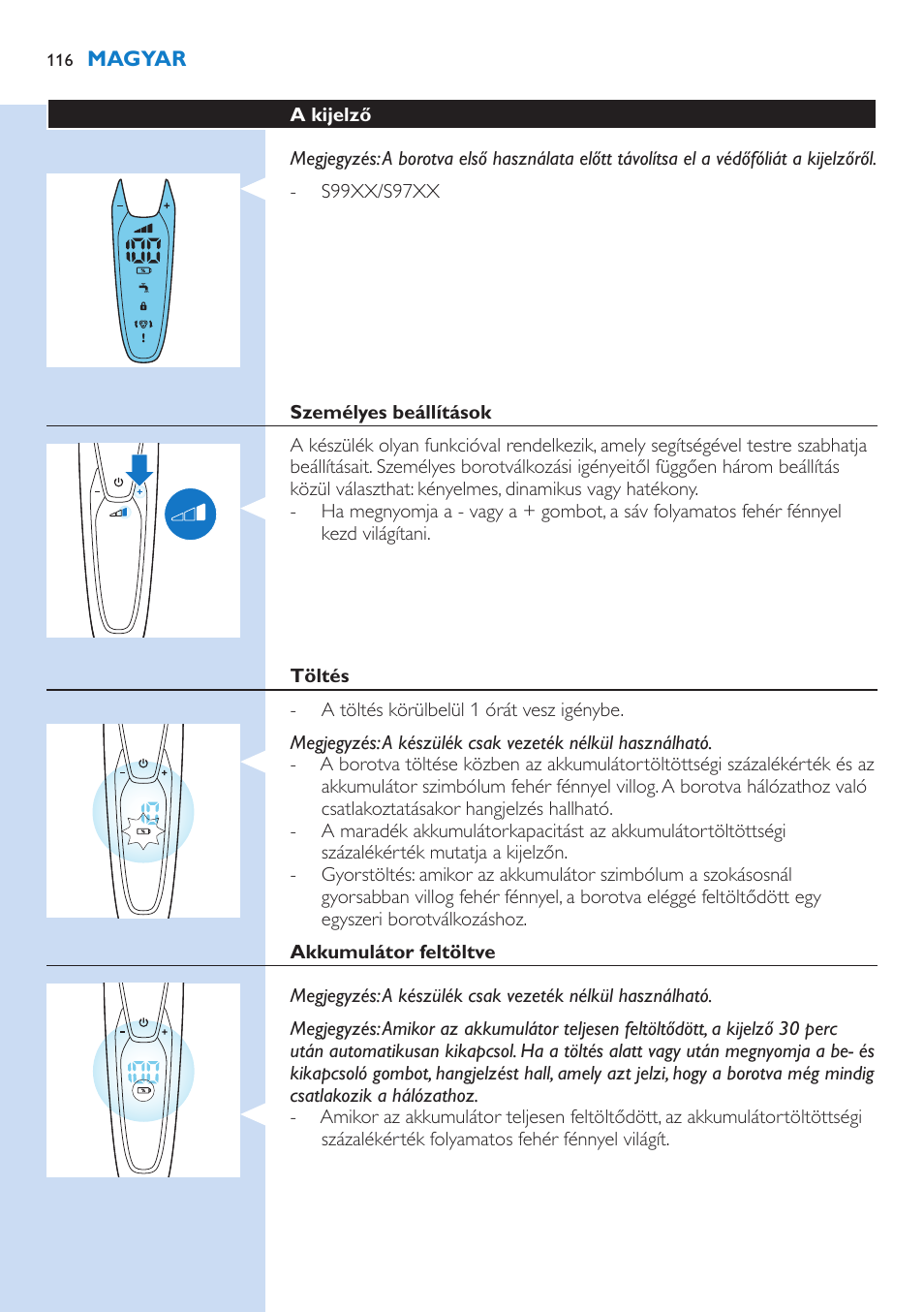 Philips Norelco SHAVER Series 9000 wet and dry electric shaver S9721-84 V-Track Precision Blades Contour Detect Technology SmartClean System PRO Digital User Interface with SmartClean System PRO and Aquatec Wet & Dry User Manual | Page 116 / 352