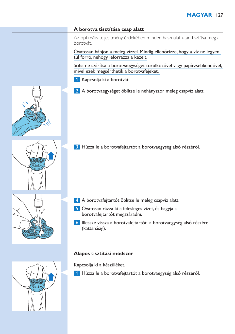 Philips Norelco SHAVER Series 9000 wet and dry electric shaver S9721-84 V-Track Precision Blades Contour Detect Technology SmartClean System PRO Digital User Interface with SmartClean System PRO and Aquatec Wet & Dry User Manual | Page 127 / 352