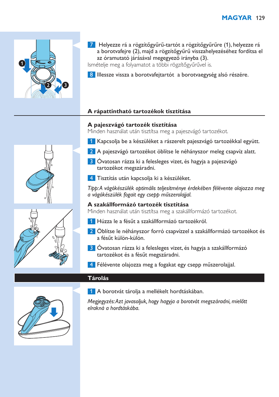 Philips Norelco SHAVER Series 9000 wet and dry electric shaver S9721-84 V-Track Precision Blades Contour Detect Technology SmartClean System PRO Digital User Interface with SmartClean System PRO and Aquatec Wet & Dry User Manual | Page 129 / 352