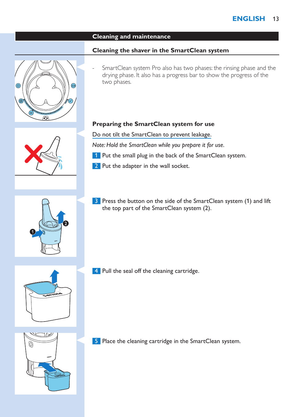 Philips Norelco SHAVER Series 9000 wet and dry electric shaver S9721-84 V-Track Precision Blades Contour Detect Technology SmartClean System PRO Digital User Interface with SmartClean System PRO and Aquatec Wet & Dry User Manual | Page 13 / 352