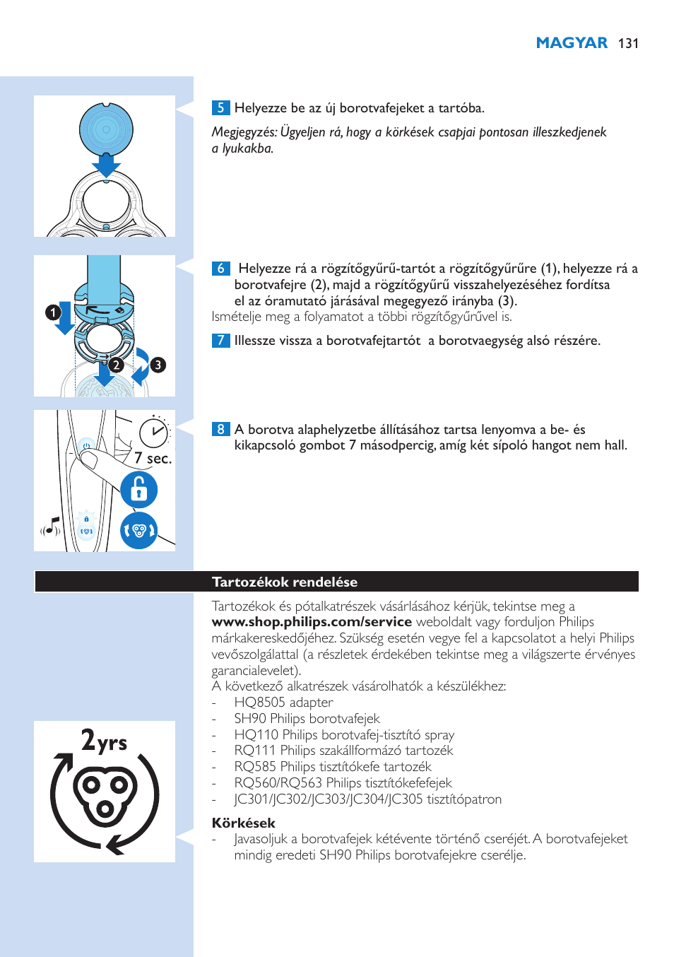 Philips Norelco SHAVER Series 9000 wet and dry electric shaver S9721-84 V-Track Precision Blades Contour Detect Technology SmartClean System PRO Digital User Interface with SmartClean System PRO and Aquatec Wet & Dry User Manual | Page 131 / 352