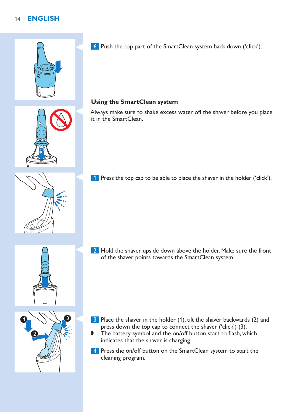 Philips Norelco SHAVER Series 9000 wet and dry electric shaver S9721-84 V-Track Precision Blades Contour Detect Technology SmartClean System PRO Digital User Interface with SmartClean System PRO and Aquatec Wet & Dry User Manual | Page 14 / 352