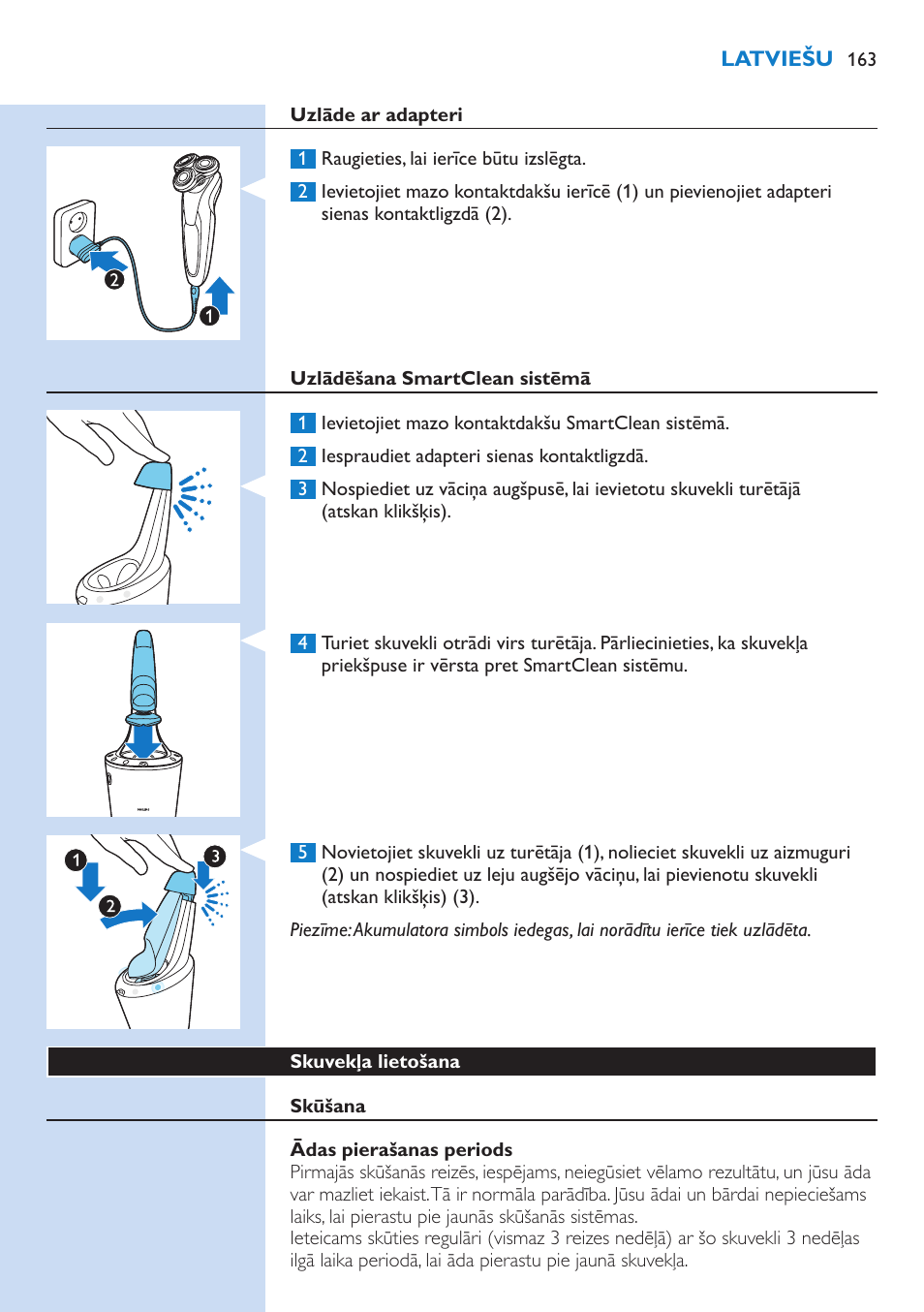 Philips Norelco SHAVER Series 9000 wet and dry electric shaver S9721-84 V-Track Precision Blades Contour Detect Technology SmartClean System PRO Digital User Interface with SmartClean System PRO and Aquatec Wet & Dry User Manual | Page 163 / 352