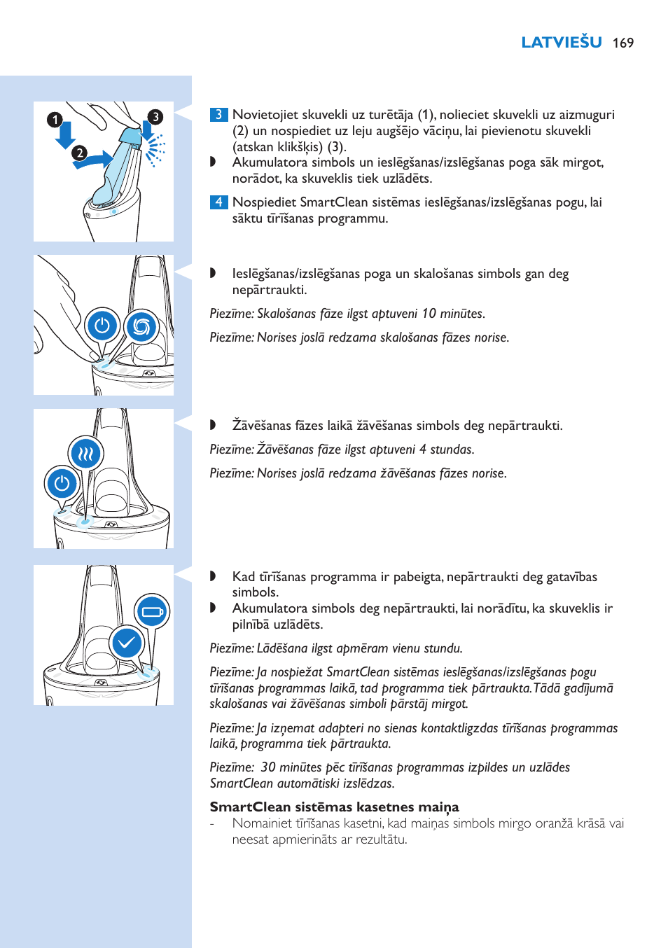 Philips Norelco SHAVER Series 9000 wet and dry electric shaver S9721-84 V-Track Precision Blades Contour Detect Technology SmartClean System PRO Digital User Interface with SmartClean System PRO and Aquatec Wet & Dry User Manual | Page 169 / 352