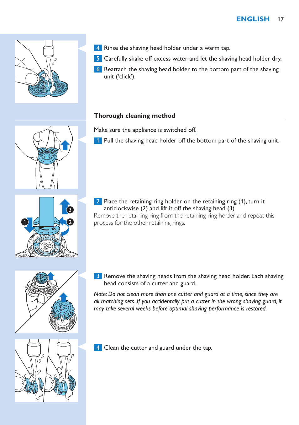 Philips Norelco SHAVER Series 9000 wet and dry electric shaver S9721-84 V-Track Precision Blades Contour Detect Technology SmartClean System PRO Digital User Interface with SmartClean System PRO and Aquatec Wet & Dry User Manual | Page 17 / 352