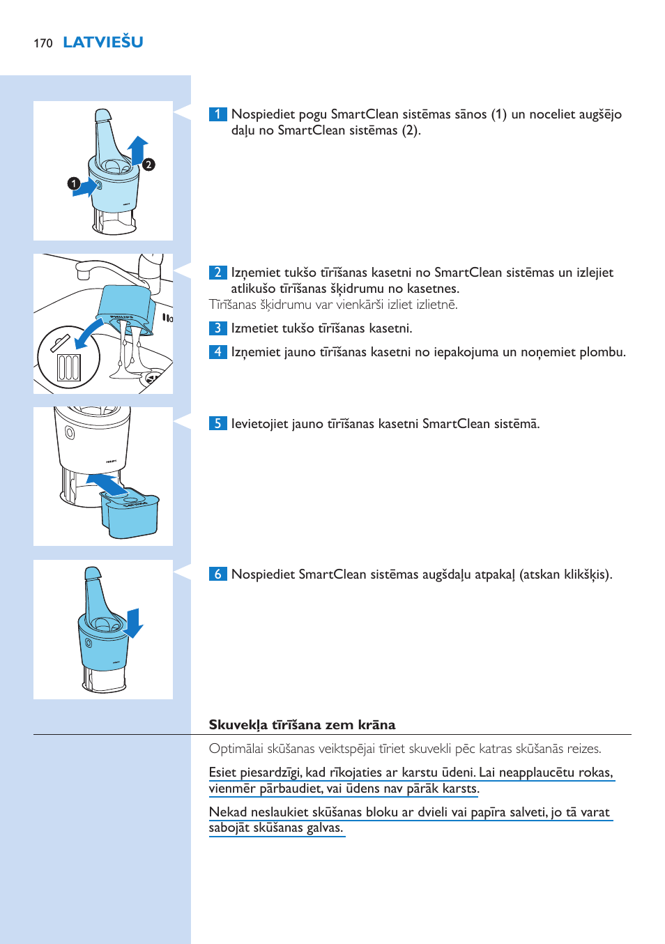 Philips Norelco SHAVER Series 9000 wet and dry electric shaver S9721-84 V-Track Precision Blades Contour Detect Technology SmartClean System PRO Digital User Interface with SmartClean System PRO and Aquatec Wet & Dry User Manual | Page 170 / 352