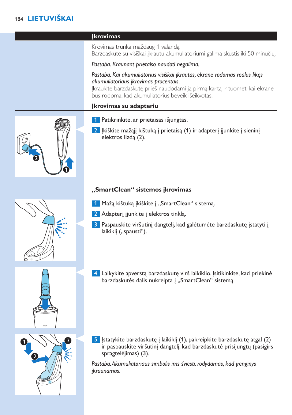 Philips Norelco SHAVER Series 9000 wet and dry electric shaver S9721-84 V-Track Precision Blades Contour Detect Technology SmartClean System PRO Digital User Interface with SmartClean System PRO and Aquatec Wet & Dry User Manual | Page 184 / 352