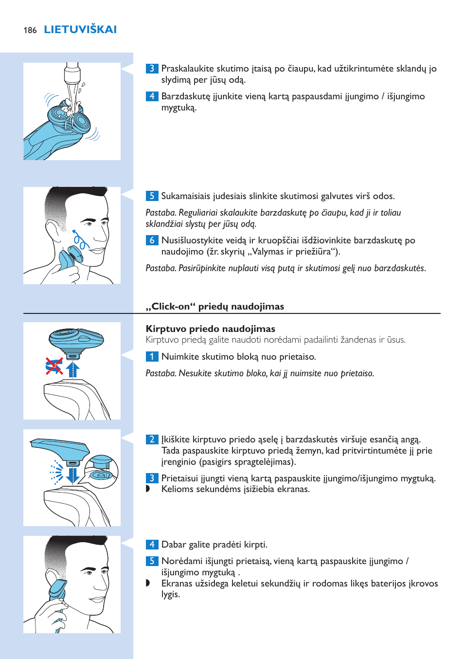 Philips Norelco SHAVER Series 9000 wet and dry electric shaver S9721-84 V-Track Precision Blades Contour Detect Technology SmartClean System PRO Digital User Interface with SmartClean System PRO and Aquatec Wet & Dry User Manual | Page 186 / 352