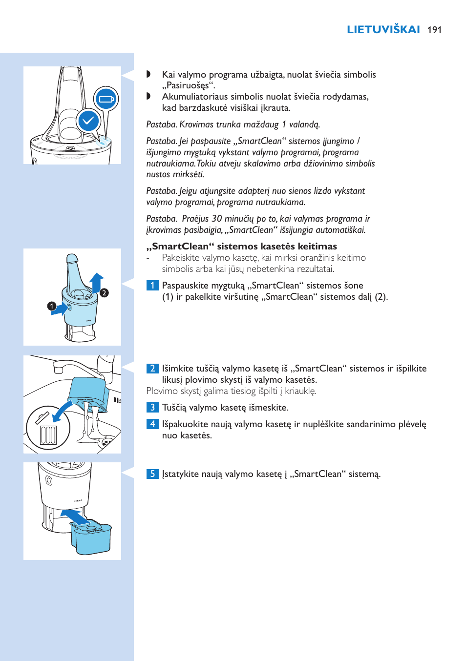 Philips Norelco SHAVER Series 9000 wet and dry electric shaver S9721-84 V-Track Precision Blades Contour Detect Technology SmartClean System PRO Digital User Interface with SmartClean System PRO and Aquatec Wet & Dry User Manual | Page 191 / 352