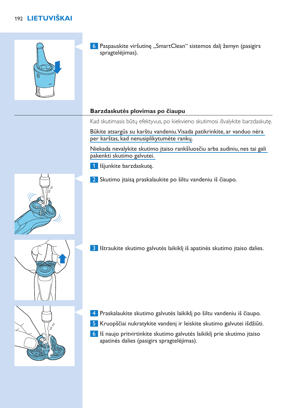 Philips Norelco SHAVER Series 9000 wet and dry electric shaver S9721-84 V-Track Precision Blades Contour Detect Technology SmartClean System PRO Digital User Interface with SmartClean System PRO and Aquatec Wet & Dry User Manual | Page 192 / 352