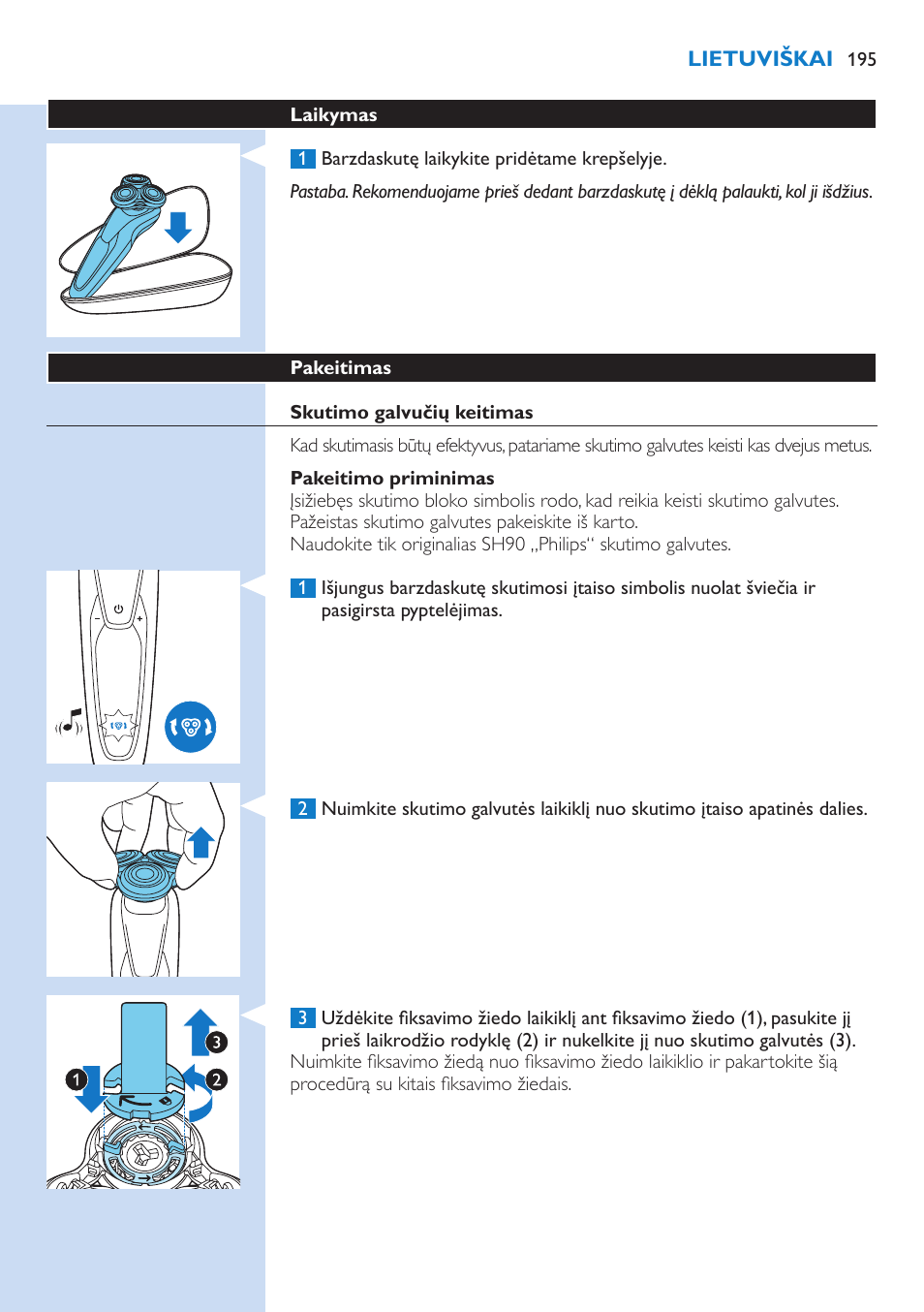 Philips Norelco SHAVER Series 9000 wet and dry electric shaver S9721-84 V-Track Precision Blades Contour Detect Technology SmartClean System PRO Digital User Interface with SmartClean System PRO and Aquatec Wet & Dry User Manual | Page 195 / 352