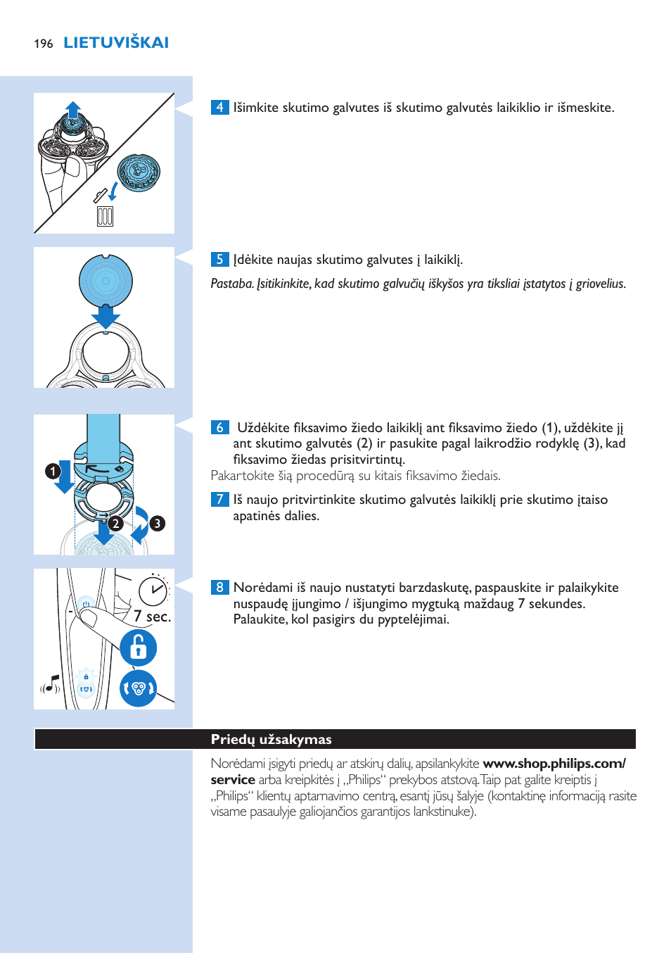 Philips Norelco SHAVER Series 9000 wet and dry electric shaver S9721-84 V-Track Precision Blades Contour Detect Technology SmartClean System PRO Digital User Interface with SmartClean System PRO and Aquatec Wet & Dry User Manual | Page 196 / 352