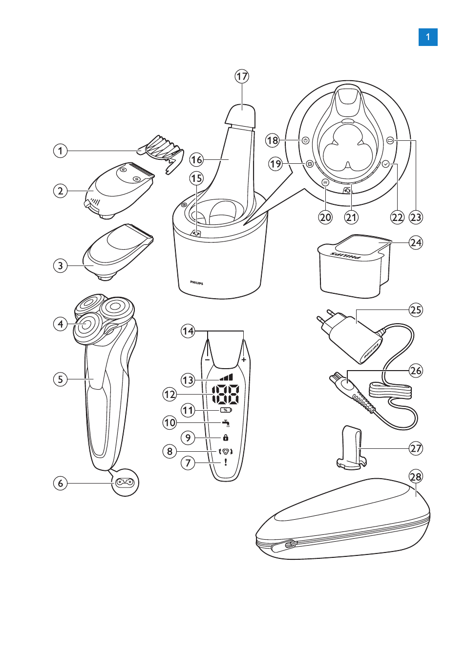 Philips Norelco SHAVER Series 9000 wet and dry electric shaver S9721-84 V-Track Precision Blades Contour Detect Technology SmartClean System PRO Digital User Interface with SmartClean System PRO and Aquatec Wet & Dry User Manual | Page 2 / 352