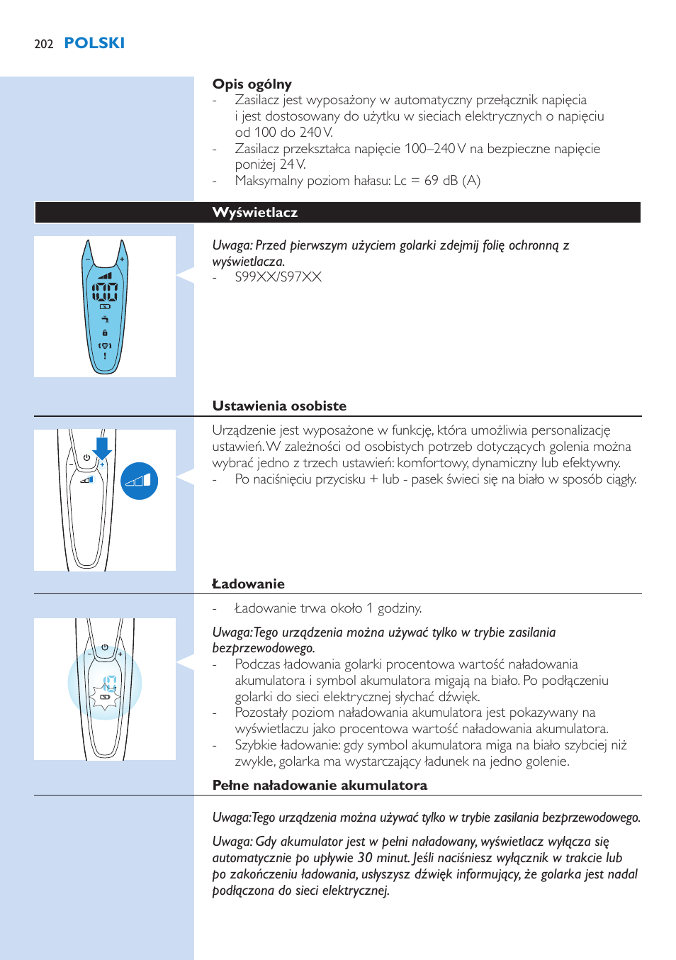 Philips Norelco SHAVER Series 9000 wet and dry electric shaver S9721-84 V-Track Precision Blades Contour Detect Technology SmartClean System PRO Digital User Interface with SmartClean System PRO and Aquatec Wet & Dry User Manual | Page 202 / 352