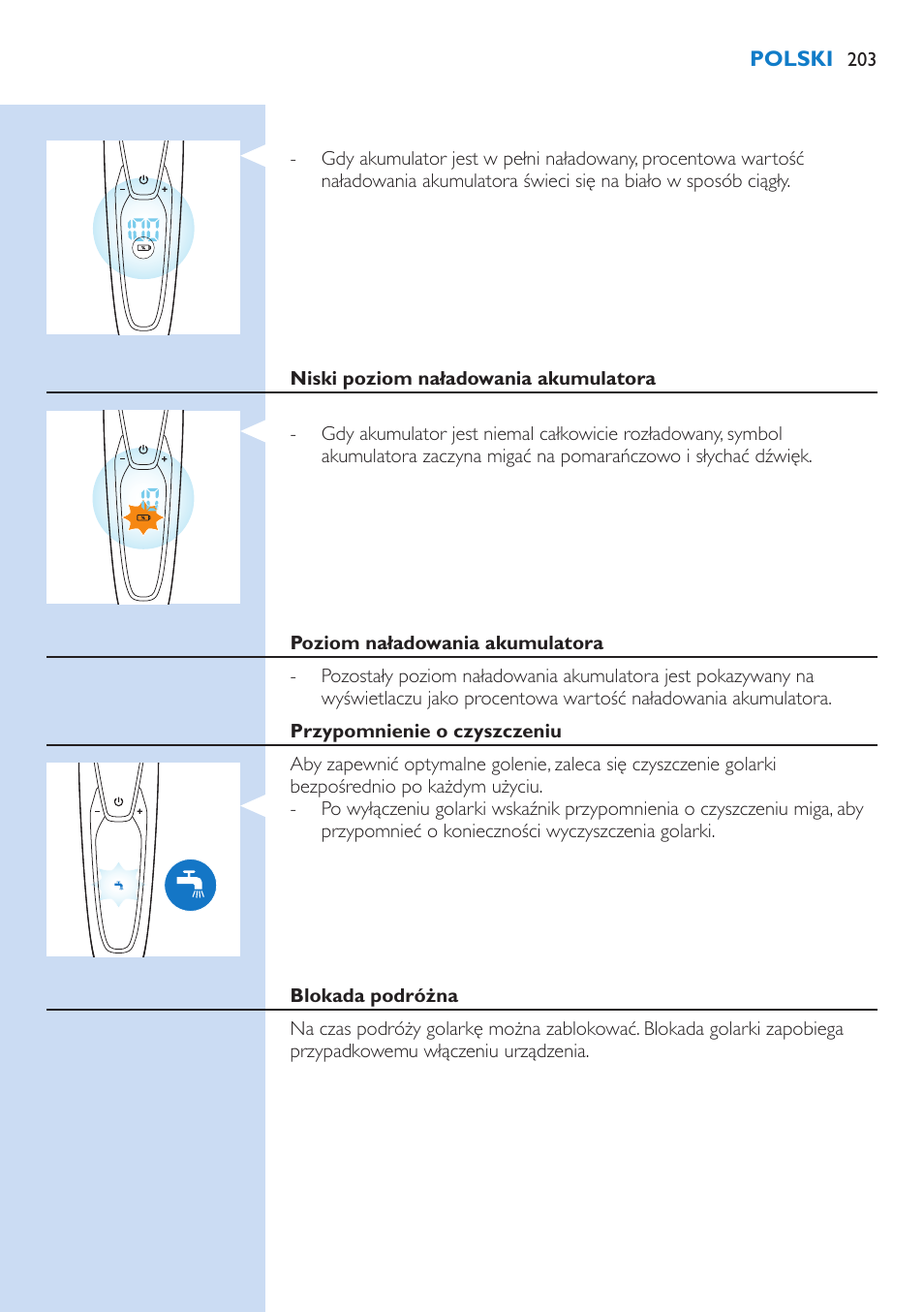 Philips Norelco SHAVER Series 9000 wet and dry electric shaver S9721-84 V-Track Precision Blades Contour Detect Technology SmartClean System PRO Digital User Interface with SmartClean System PRO and Aquatec Wet & Dry User Manual | Page 203 / 352