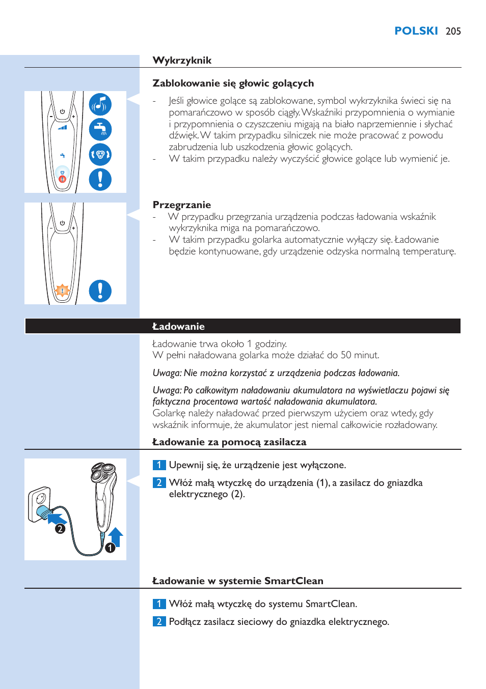 Philips Norelco SHAVER Series 9000 wet and dry electric shaver S9721-84 V-Track Precision Blades Contour Detect Technology SmartClean System PRO Digital User Interface with SmartClean System PRO and Aquatec Wet & Dry User Manual | Page 205 / 352