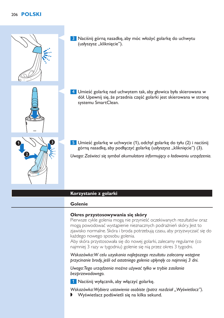 Philips Norelco SHAVER Series 9000 wet and dry electric shaver S9721-84 V-Track Precision Blades Contour Detect Technology SmartClean System PRO Digital User Interface with SmartClean System PRO and Aquatec Wet & Dry User Manual | Page 206 / 352