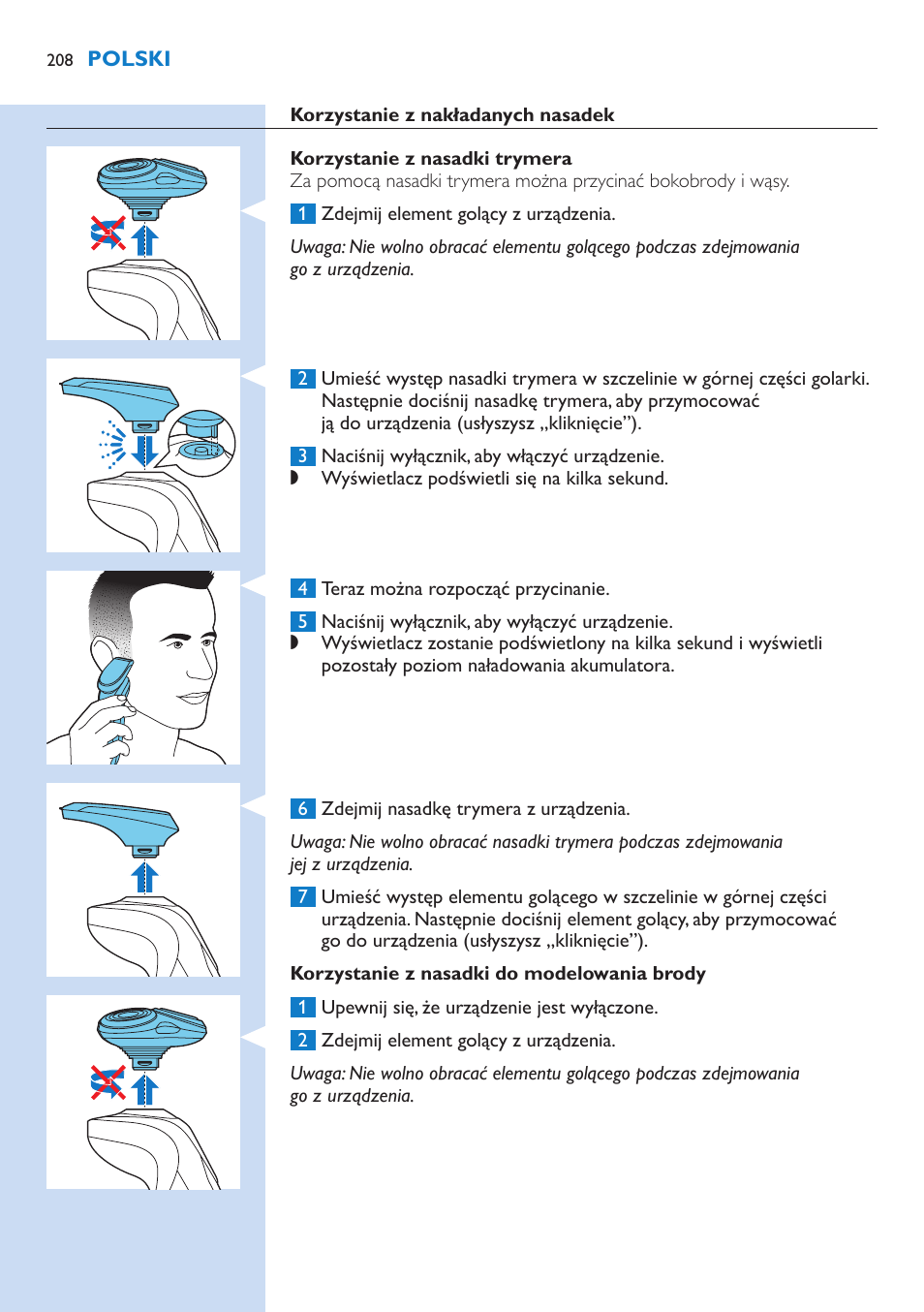 Philips Norelco SHAVER Series 9000 wet and dry electric shaver S9721-84 V-Track Precision Blades Contour Detect Technology SmartClean System PRO Digital User Interface with SmartClean System PRO and Aquatec Wet & Dry User Manual | Page 208 / 352