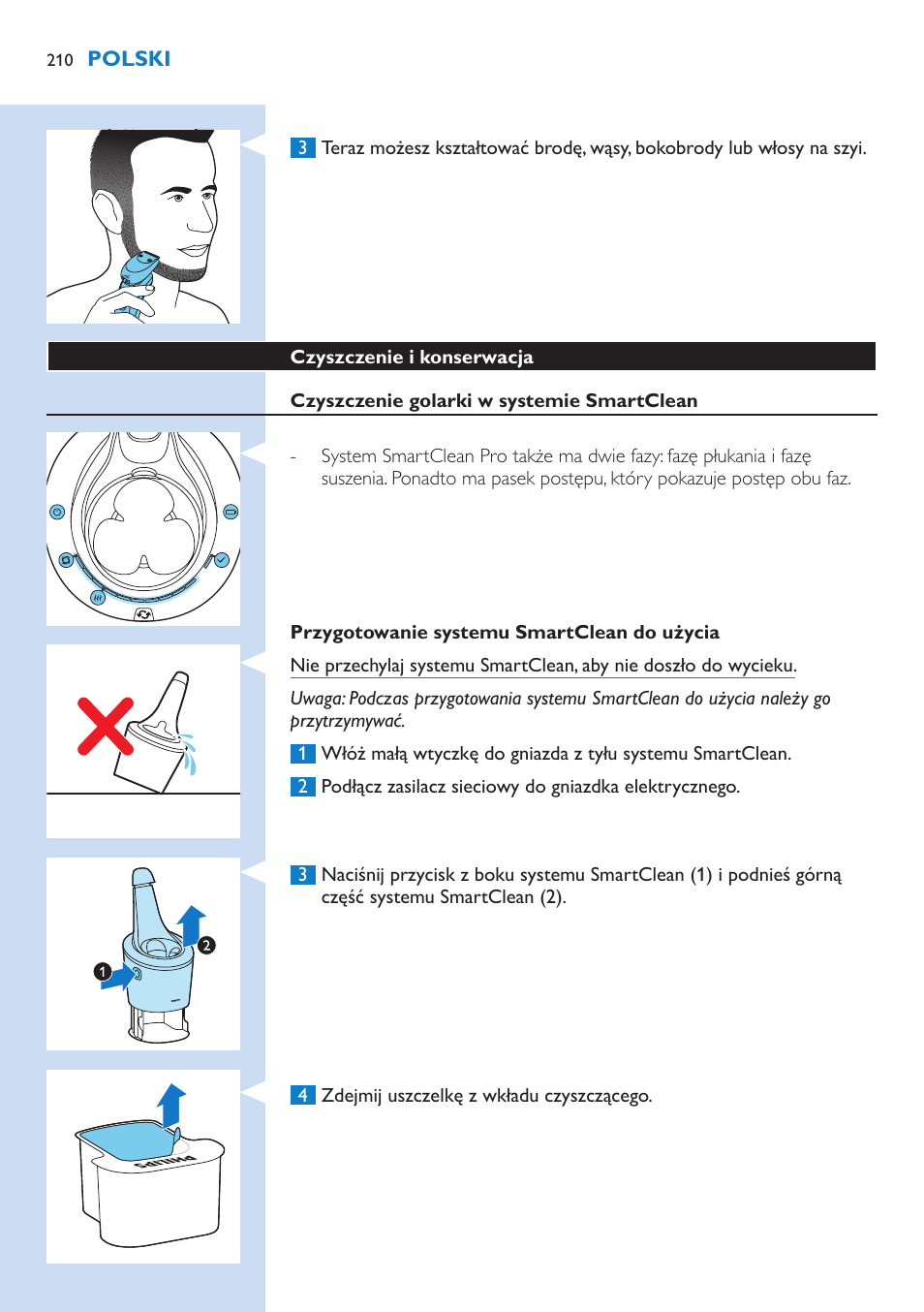 Philips Norelco SHAVER Series 9000 wet and dry electric shaver S9721-84 V-Track Precision Blades Contour Detect Technology SmartClean System PRO Digital User Interface with SmartClean System PRO and Aquatec Wet & Dry User Manual | Page 210 / 352