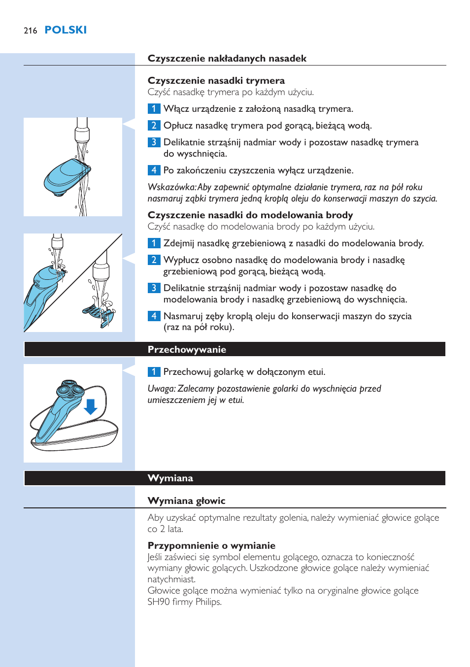 Philips Norelco SHAVER Series 9000 wet and dry electric shaver S9721-84 V-Track Precision Blades Contour Detect Technology SmartClean System PRO Digital User Interface with SmartClean System PRO and Aquatec Wet & Dry User Manual | Page 216 / 352