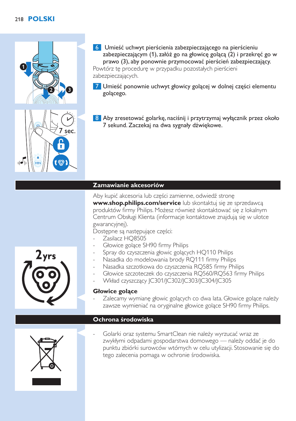 Philips Norelco SHAVER Series 9000 wet and dry electric shaver S9721-84 V-Track Precision Blades Contour Detect Technology SmartClean System PRO Digital User Interface with SmartClean System PRO and Aquatec Wet & Dry User Manual | Page 218 / 352