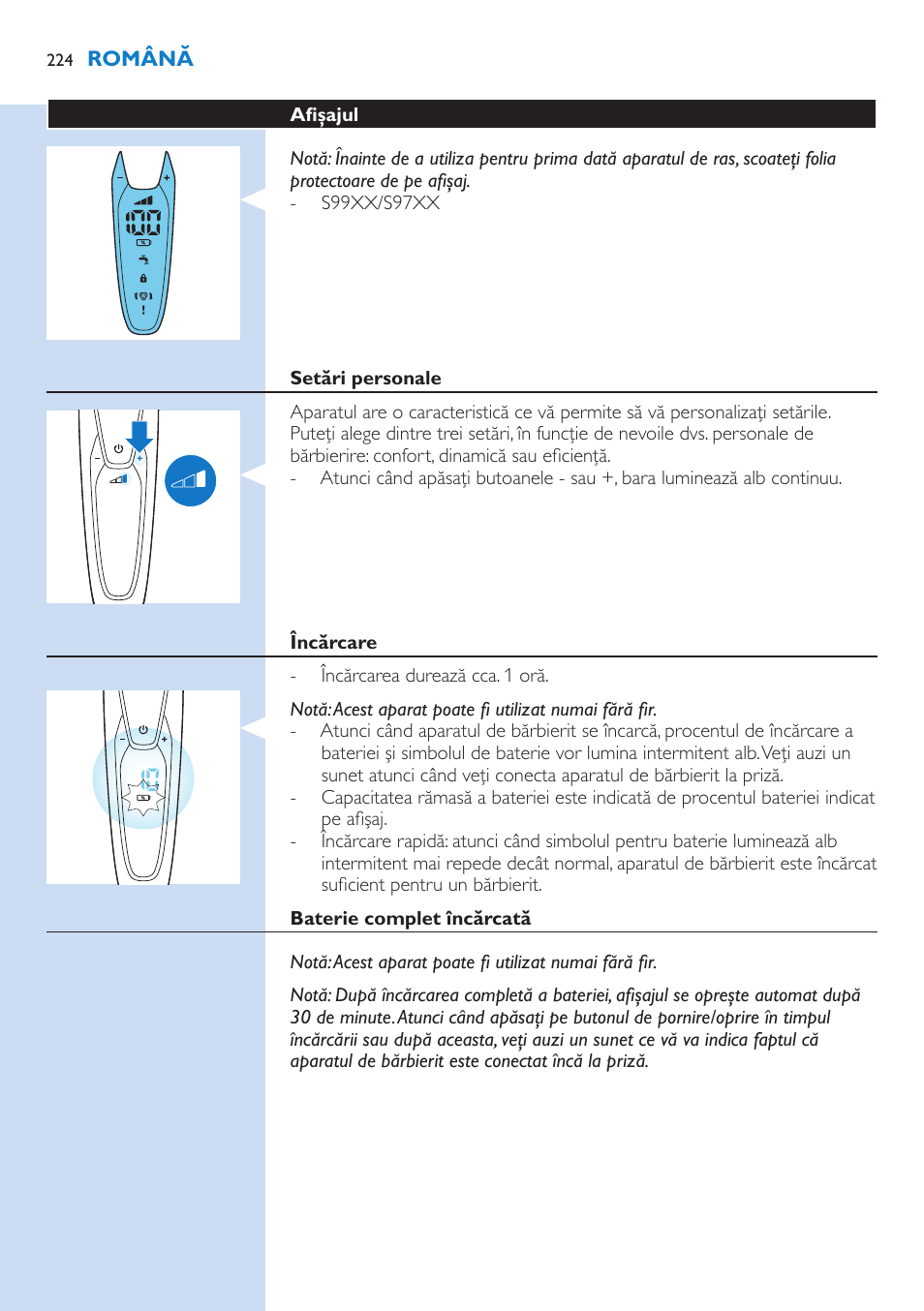 Philips Norelco SHAVER Series 9000 wet and dry electric shaver S9721-84 V-Track Precision Blades Contour Detect Technology SmartClean System PRO Digital User Interface with SmartClean System PRO and Aquatec Wet & Dry User Manual | Page 224 / 352