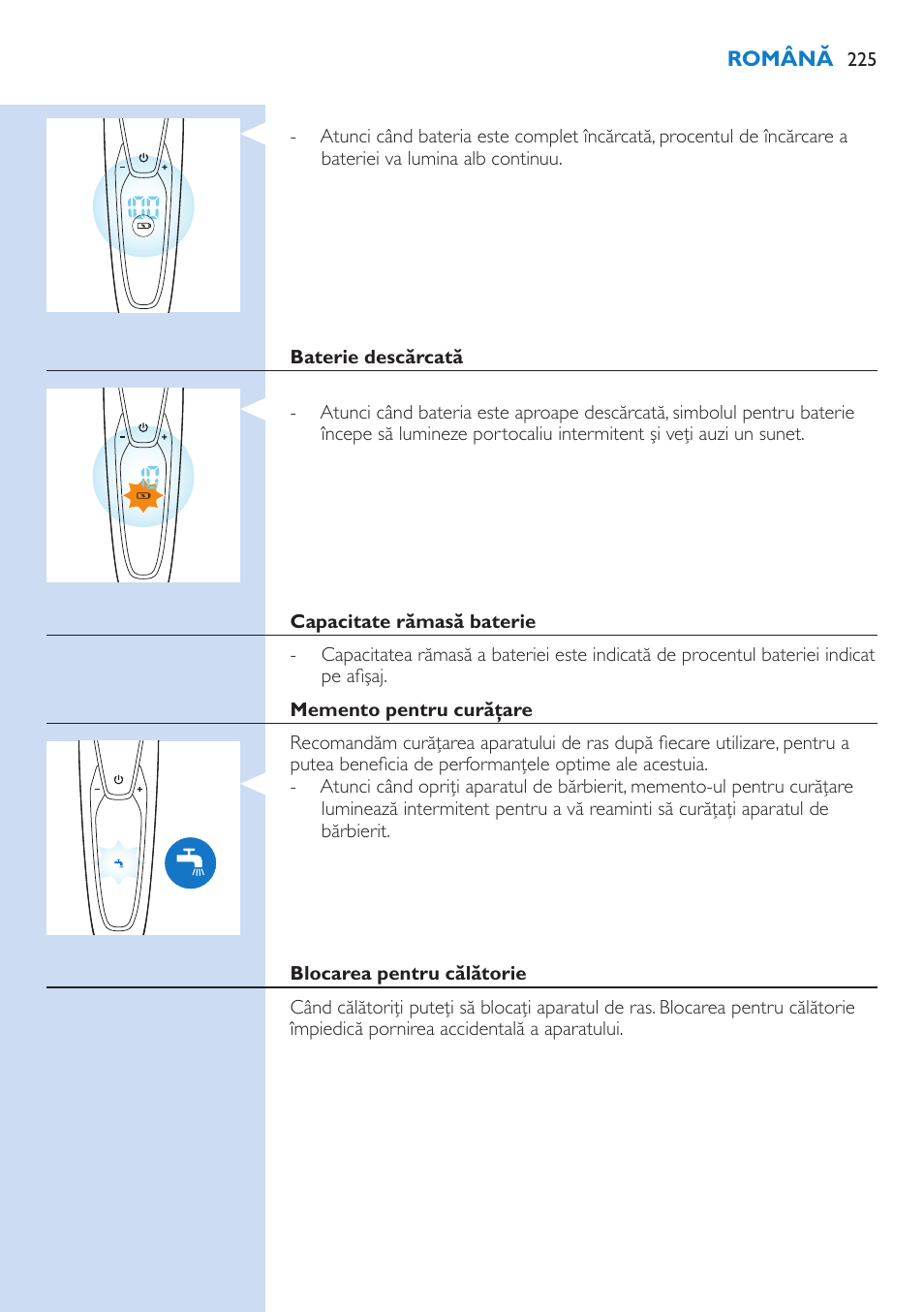 Philips Norelco SHAVER Series 9000 wet and dry electric shaver S9721-84 V-Track Precision Blades Contour Detect Technology SmartClean System PRO Digital User Interface with SmartClean System PRO and Aquatec Wet & Dry User Manual | Page 225 / 352