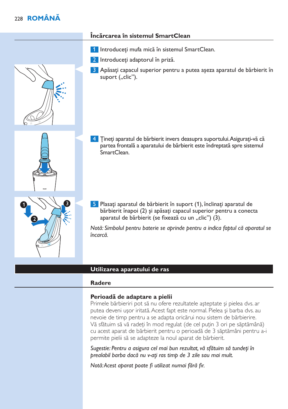 Philips Norelco SHAVER Series 9000 wet and dry electric shaver S9721-84 V-Track Precision Blades Contour Detect Technology SmartClean System PRO Digital User Interface with SmartClean System PRO and Aquatec Wet & Dry User Manual | Page 228 / 352