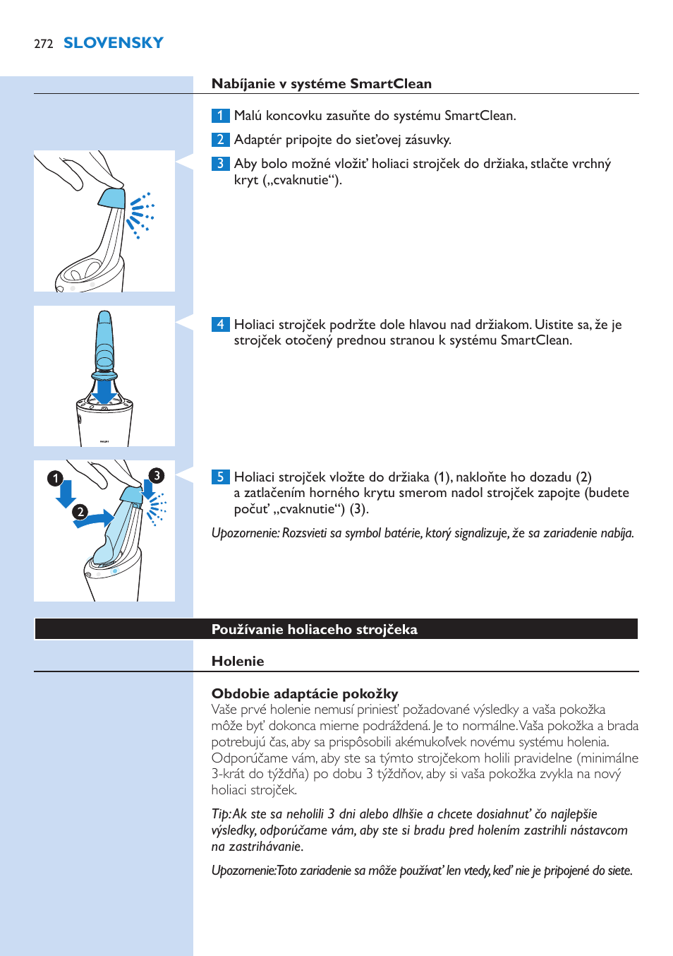 Philips Norelco SHAVER Series 9000 wet and dry electric shaver S9721-84 V-Track Precision Blades Contour Detect Technology SmartClean System PRO Digital User Interface with SmartClean System PRO and Aquatec Wet & Dry User Manual | Page 272 / 352