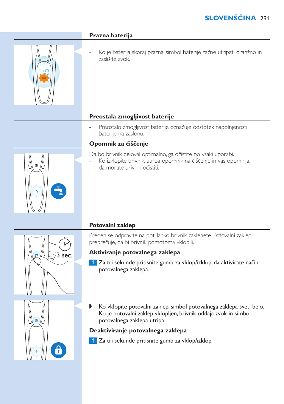 Philips Norelco SHAVER Series 9000 wet and dry electric shaver S9721-84 V-Track Precision Blades Contour Detect Technology SmartClean System PRO Digital User Interface with SmartClean System PRO and Aquatec Wet & Dry User Manual | Page 291 / 352