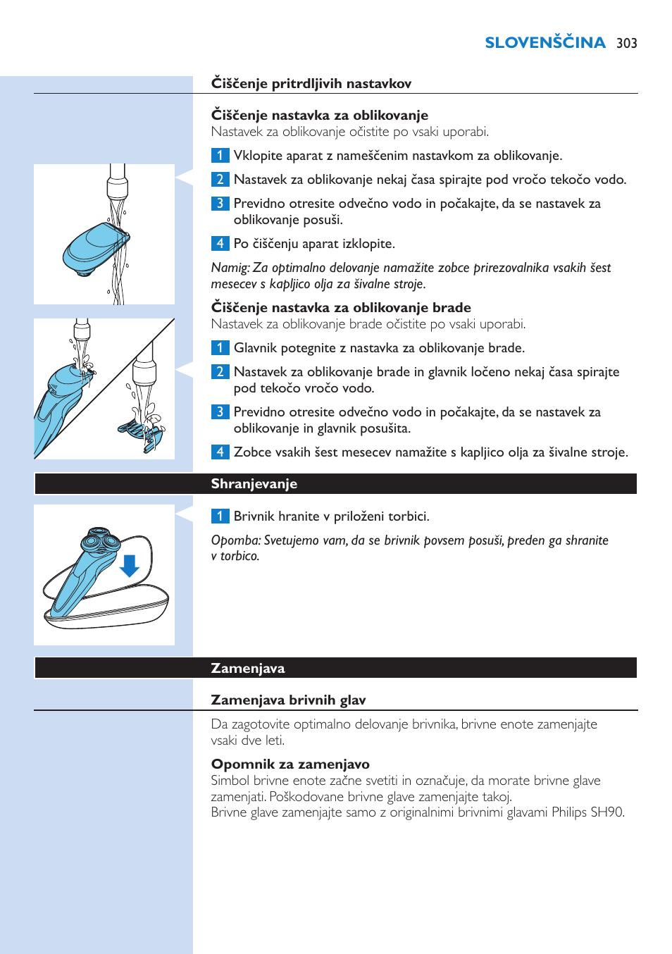 Philips Norelco SHAVER Series 9000 wet and dry electric shaver S9721-84 V-Track Precision Blades Contour Detect Technology SmartClean System PRO Digital User Interface with SmartClean System PRO and Aquatec Wet & Dry User Manual | Page 303 / 352