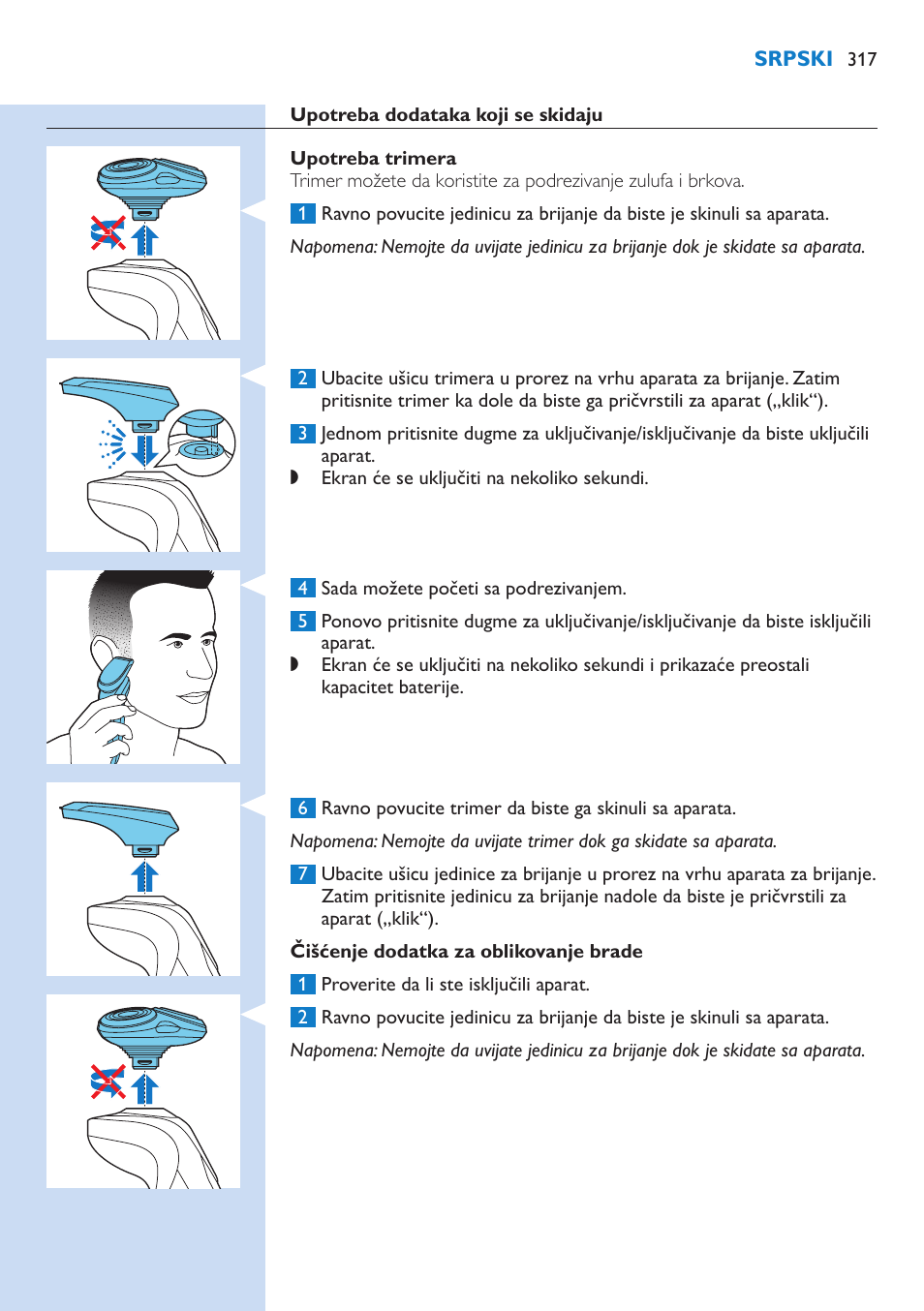 Philips Norelco SHAVER Series 9000 wet and dry electric shaver S9721-84 V-Track Precision Blades Contour Detect Technology SmartClean System PRO Digital User Interface with SmartClean System PRO and Aquatec Wet & Dry User Manual | Page 317 / 352